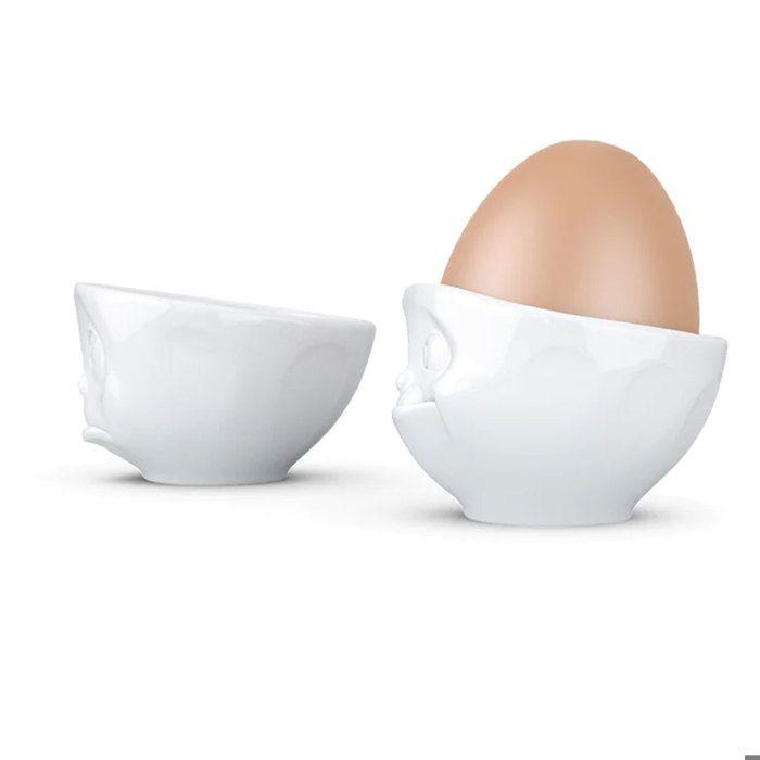 FiftyEight T015201 Egg Cup Set with Faces Motif Och Bitte Und Lecker