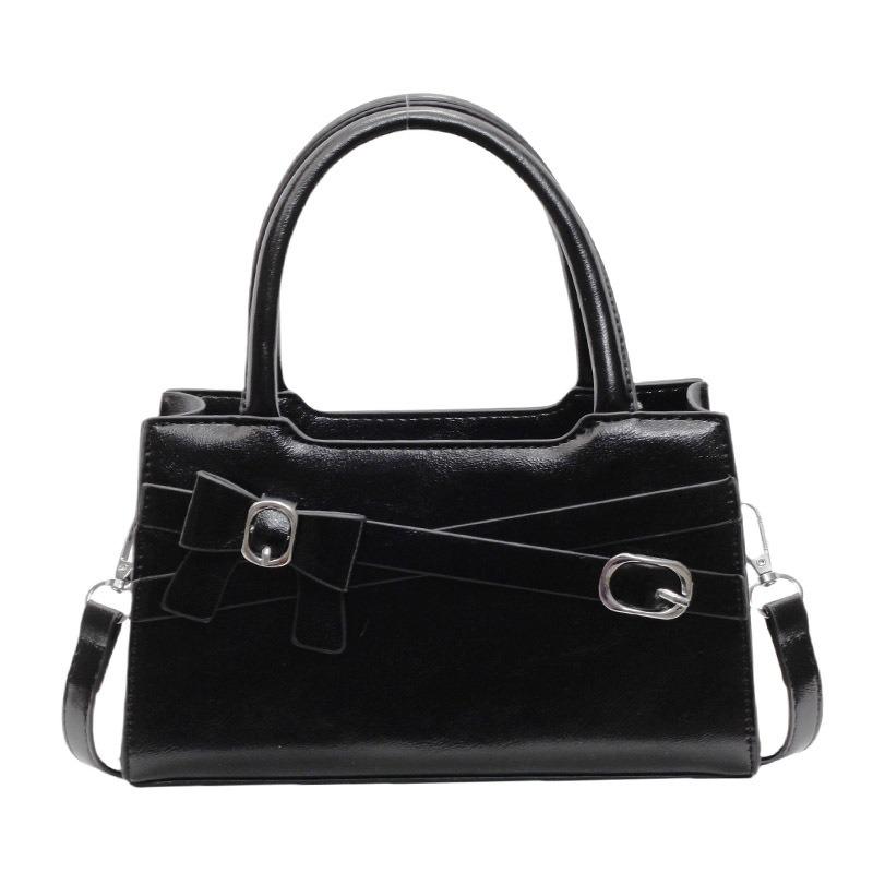 Textured Bow Handbag Bag Women's Spring and Summer New Women's Shoulder Messenger Bag Contrasting Color Small Square Bag