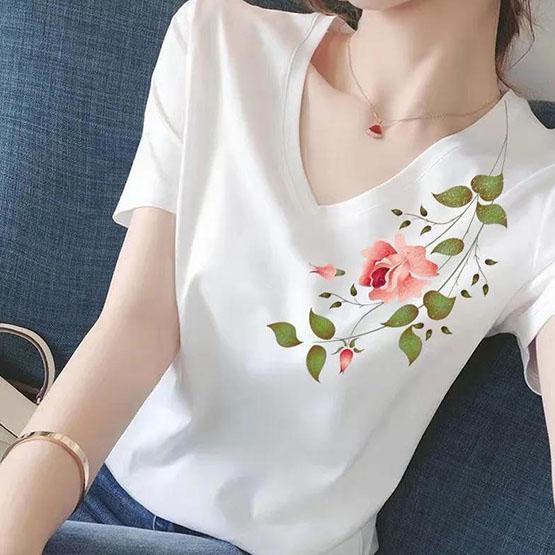 

M-4XL Жіночі весняно-літо чисті бавовняні футболки великого розміру, вільні V-подібний виріз, короткі рукави, однотонні тонкі універсальні топи з низом L білий