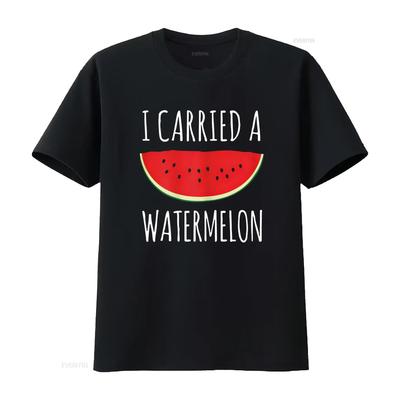 Funny I Carried A Watermelon Cute Dance T Shirt for Girls Vintage Washed Stretched Homme Graphic Breathable