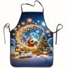 1pc Christmas Santa Print Polyester Apron, Sleeveless Kitchen Baking Work Apron, Home Decor, Woven Fabric, Polyester Cover, for