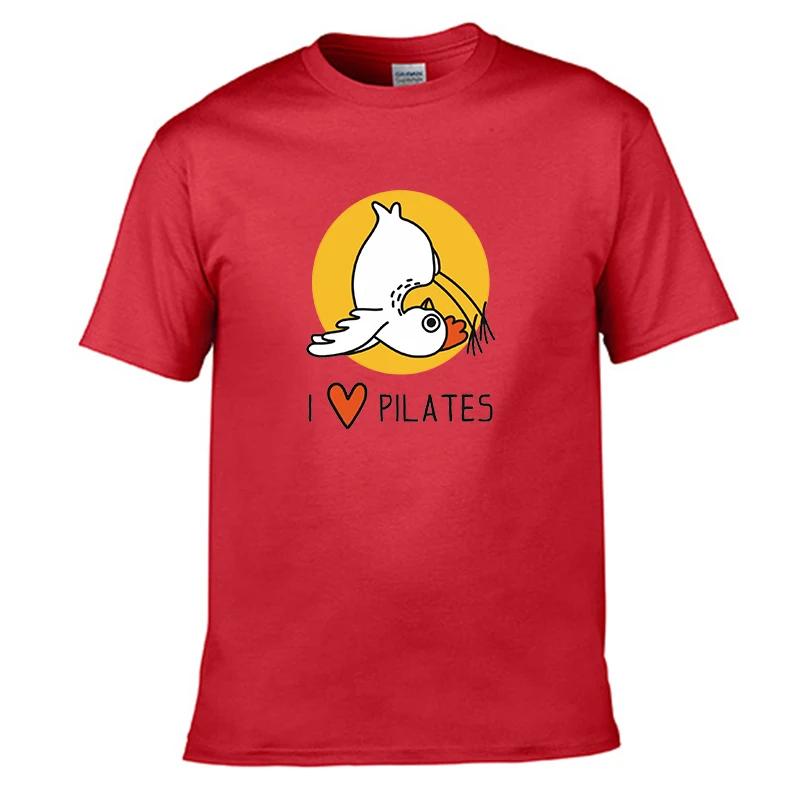 I LOVE PILATES Falling Chicken Printed T-shirt Men Women T-shirts Summer Cotton Tops Cotton Loose Street Hip Hop T-Shirts
