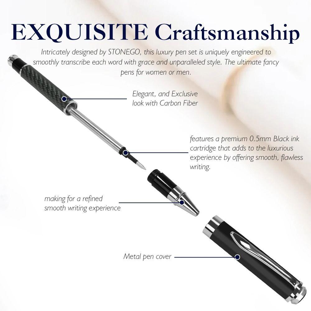 Smooth Metal Signature Pen Carbon Fiber Premium Gel Pens Elegant Fiber Signature Pen  Present