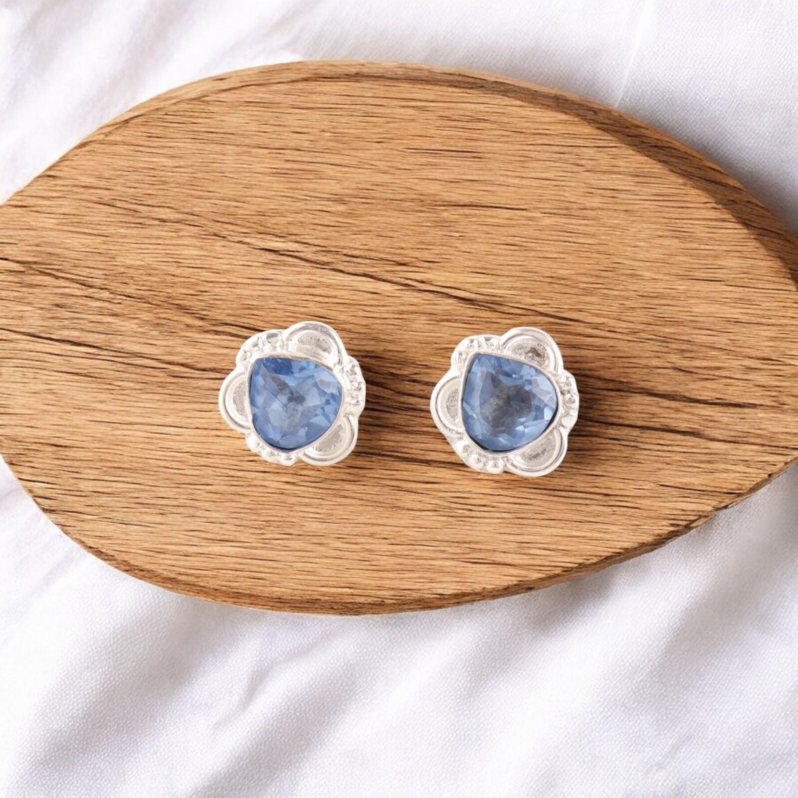 

Tanzanite Gemstone Earrings 925 Stamped Silver Handmade Jewelry Engagement Gift EE-159-8