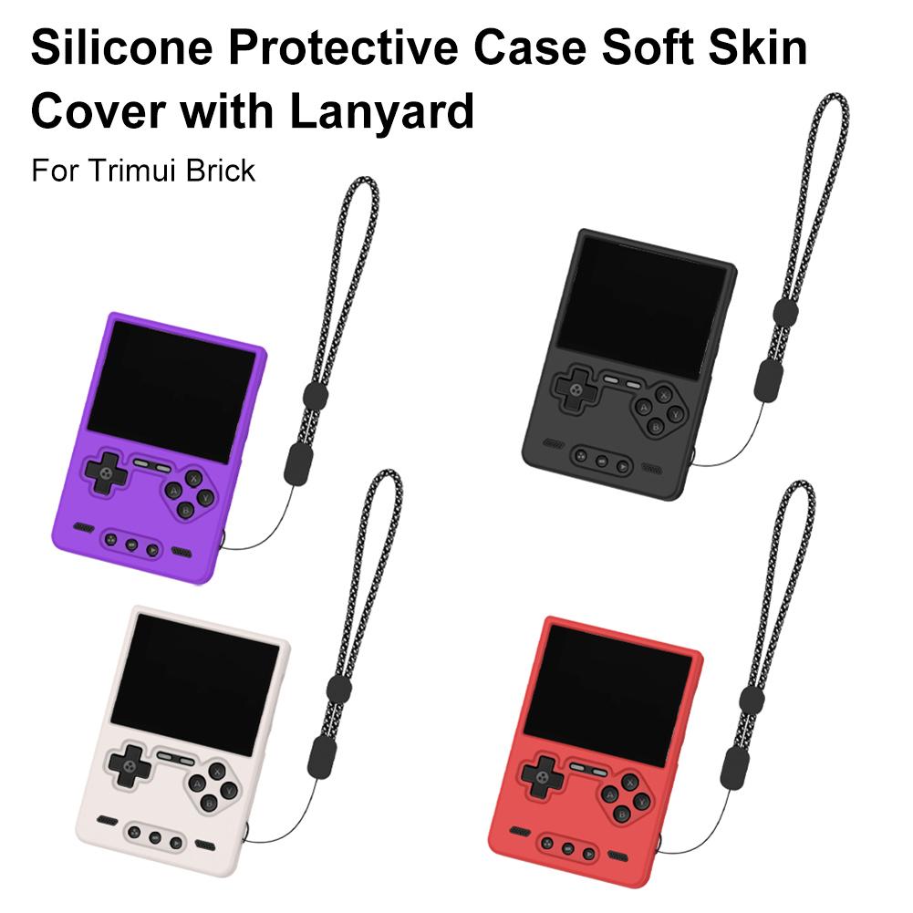 Silicone Protective Case Anti-Scratch Protector Shell Sleeve with Lanyard Soft Skin Cover Case for Trimui Brick Game Accessories