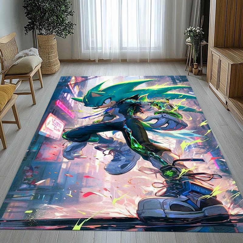 Retro S-Sonic Cartoon Games Living Room Non-Slip Area Rug Soft Carpet for Bedroom Kids Playroom Sofa,Home Decor Doormat Gift