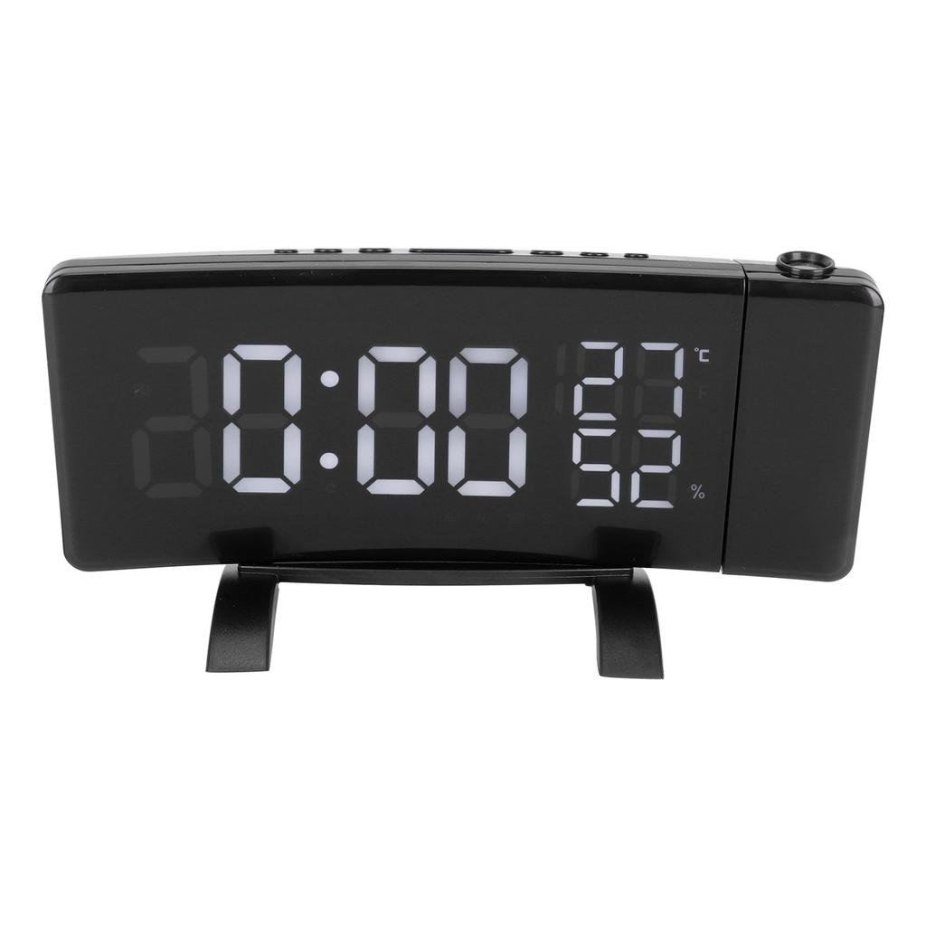 LED Rotatable Projection Alarm Clock Temperature Humidity Gauge with FM Radio USB Charging