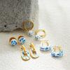 Zinc Zinc Alloy Ceramic Ear Buckle Jewelry Accessories Hoop Earrings Blue and White Porcelain Earrings  Women