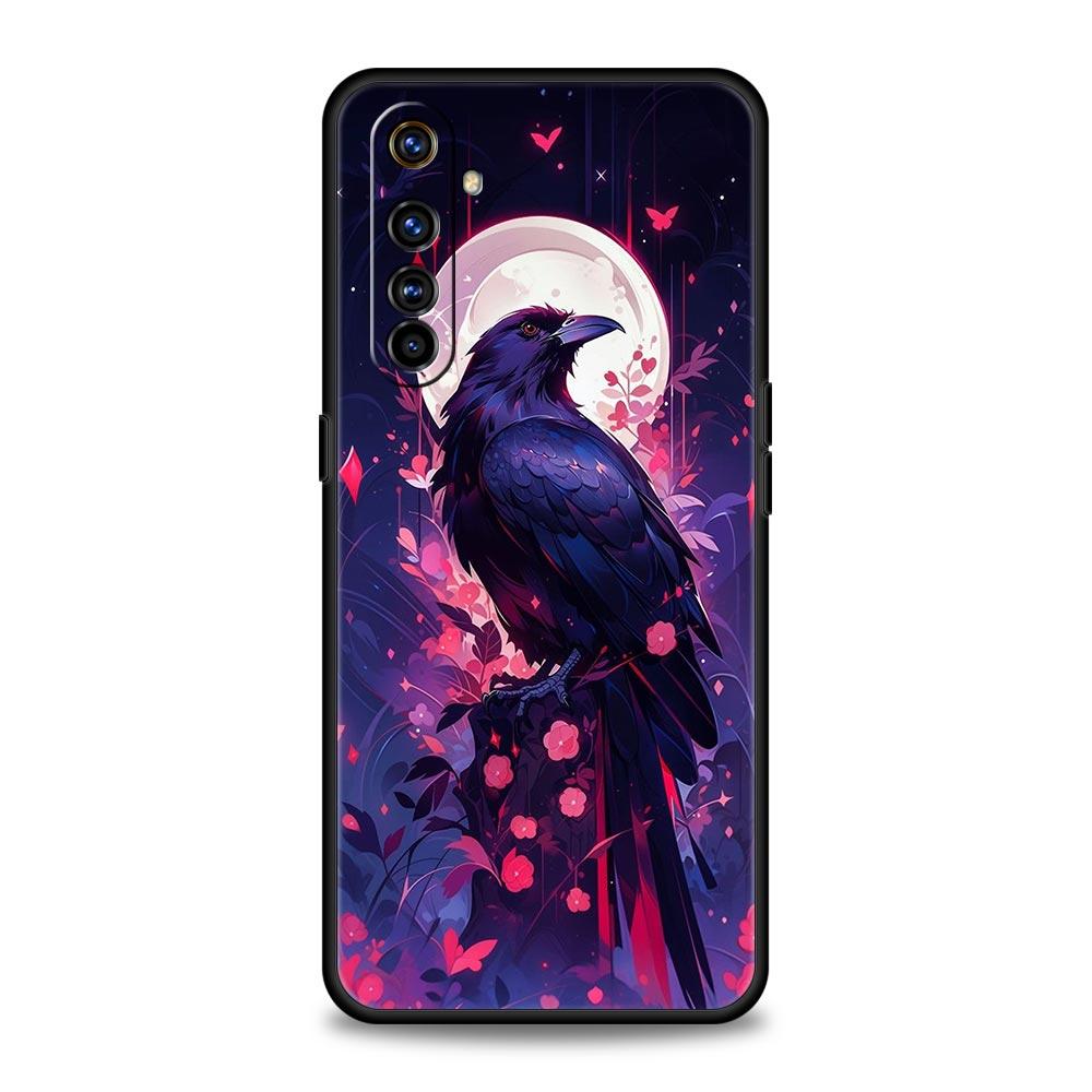 Black Raven Soft TPU For Realme 13 12 11 10 9 Pro Plus GT3 GT2 C21 C25 C35 C53 C55 C67 Pro 5G Phone Case Cover Fundas Capas Bags