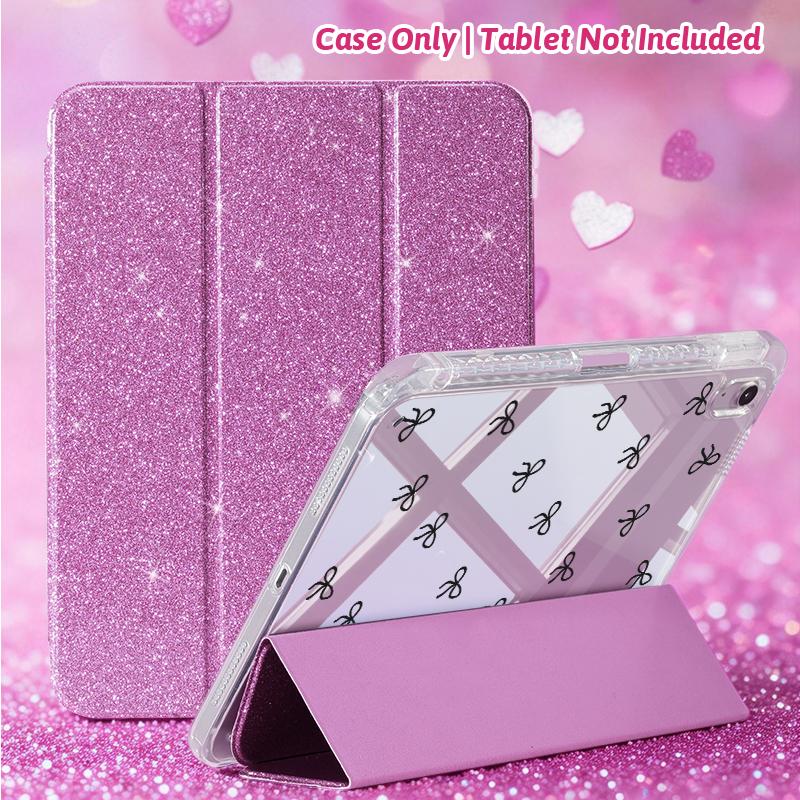 Single-pack Transparent Acrylic Tri-fold Sequined Tablet Case,For IPad Mini 6/7/9.7/10.2/10.5/Air 4/Air 5/10.9/Pro 11/10th A16