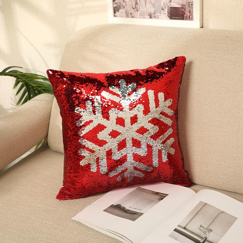 Country Christmas Sequin Pillowcase Single-sided Car Sofa Pillowcase Creative Pillowcase