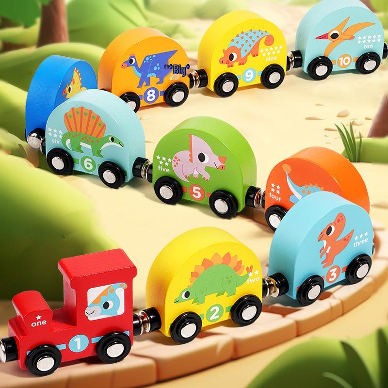 Wooden Dinosaur Magnetic Number Train Toy for Children