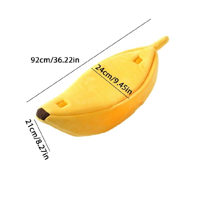Warm Cat Cave Bed for Indoor Cat Cartoon Banana Hideaway Beds Soft Tent House