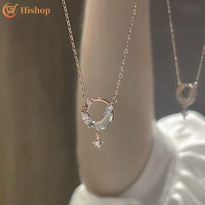 2023 New designedMoon Star Pendant Necklace Crystal Zircon Necklaces Silver Chain Choker Accessories Jewelry