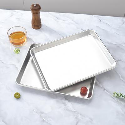 Silver Thickened Square Baking Tray Aluminum Alloy Pizza Bread Baking Tray Kitchen Baking Flat Base Cookie Egg Tart Baking Tray
