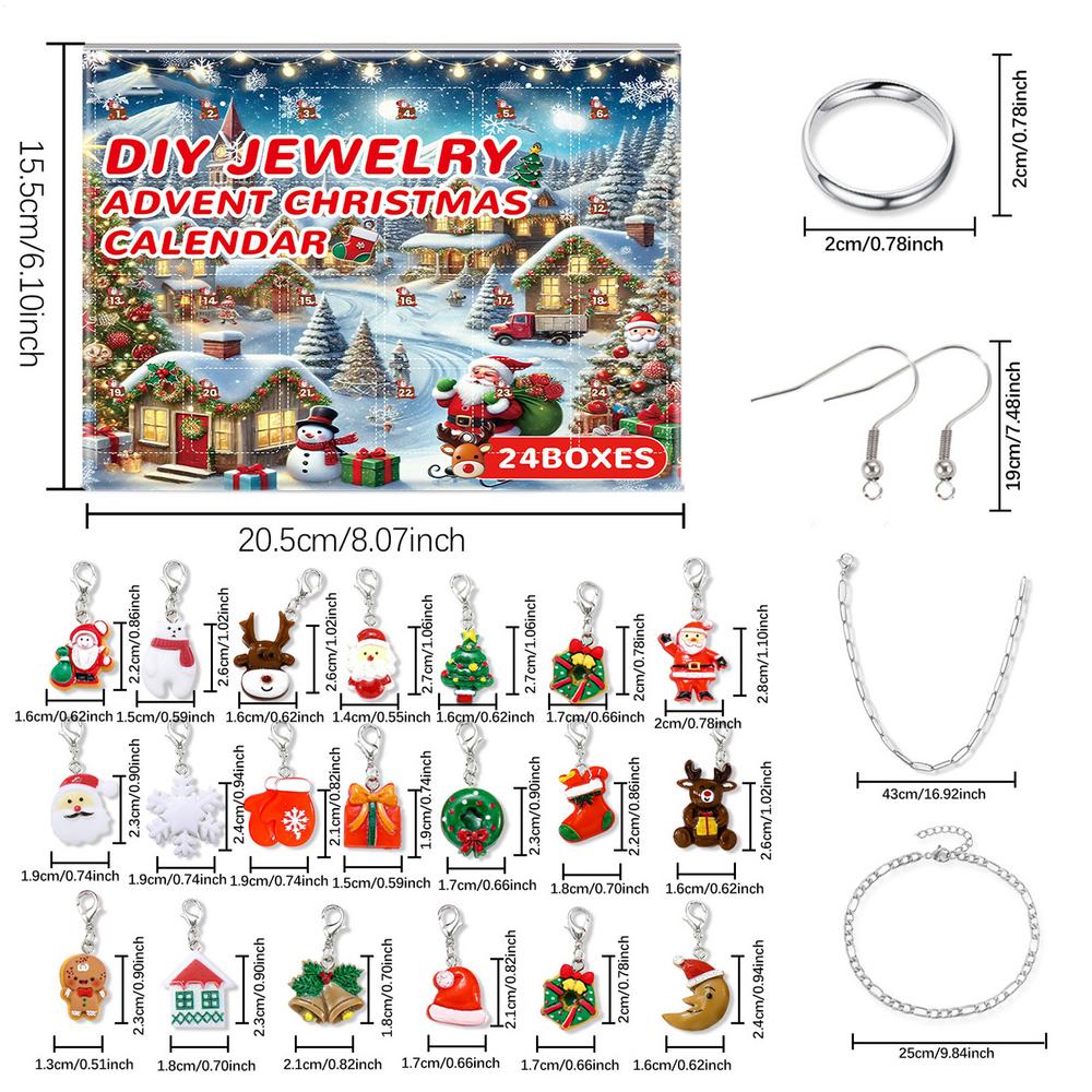 

Christmas Jewelry Advent 24 Days Jewelry Making Set DIY Bracelet Countdown Calendar For Girls Adults Collectors Craft Lovers L срібний