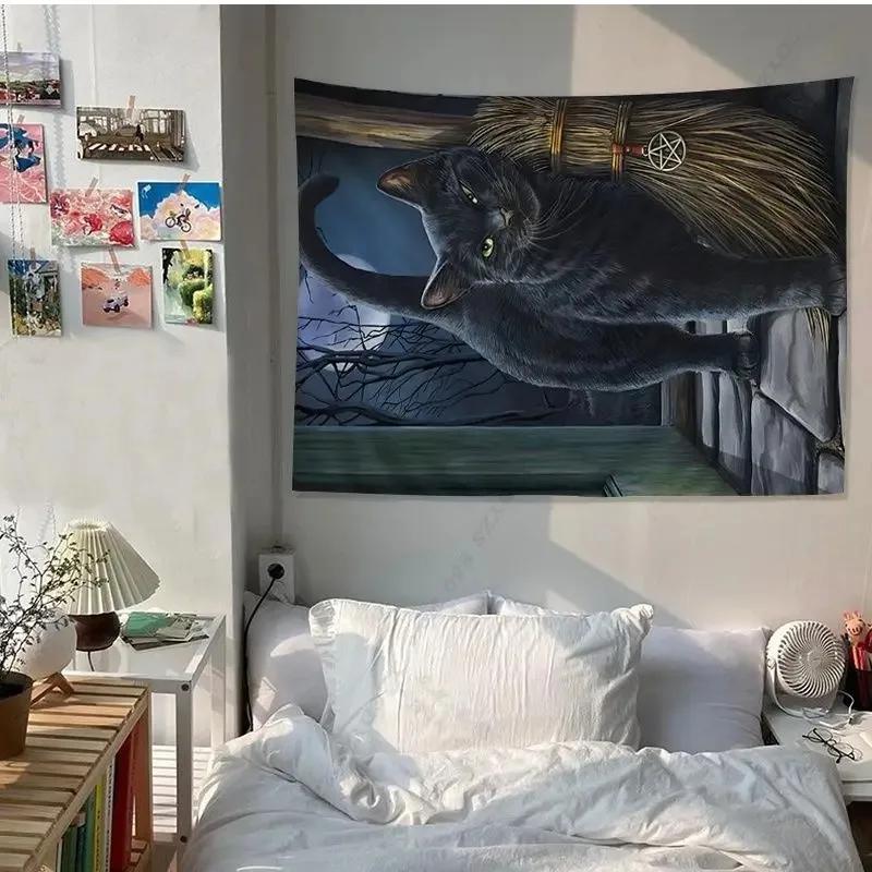 Black Cat Tapestry Office Living Room Tapestry Home Wall Decoration Tapestry