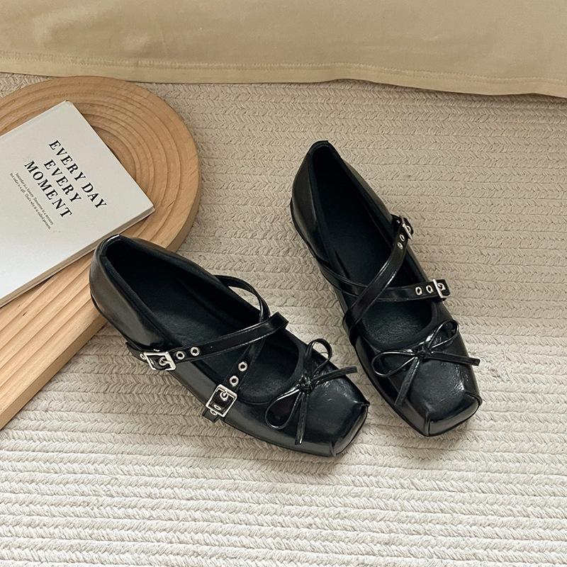 

Bow Mary Jane ballet single shoes women s 2025 summer new French light mouth with skirt low heel jk small leather shoes 35