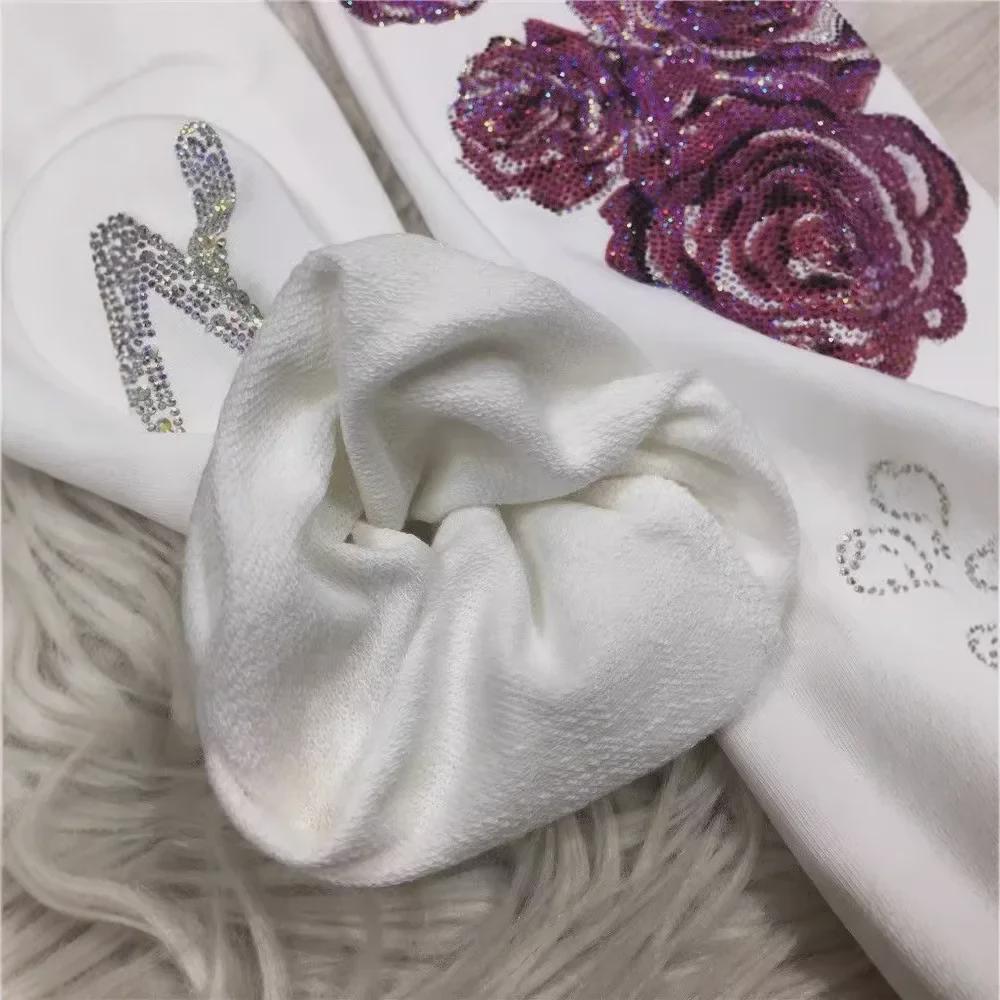 Luxuriöse, figurformende Jogginghose mit Blumenmuster und hoher Taille für Damen – Baumwolle, XXL, 90–136 kg