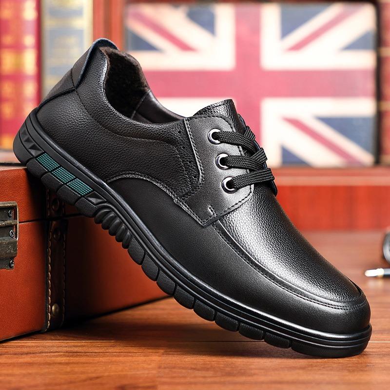 Leather shoes men's first layer cowhide soft sole business casual shoes non-slip wear-resistant breathable father shoes