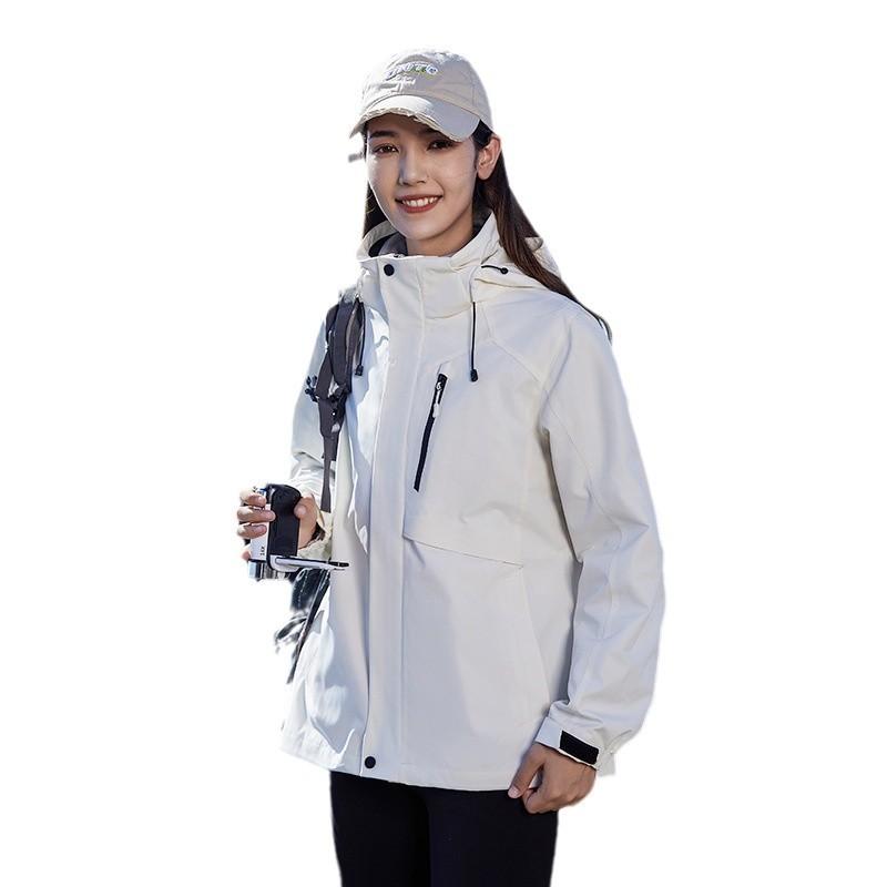 24 New Jacket Men's Three-in-one Jacket Women's Outdoor Waterproof Hiking Warm Jacket Mountaineering Suit