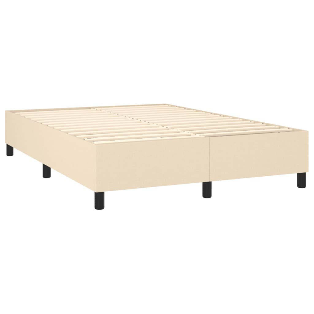 Box Spring Bed with Mattress Cream 140x190 cm Fabric