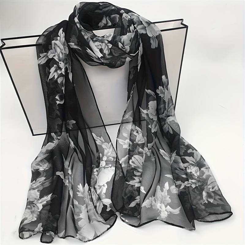 

Причудливый шифоновый шарф с принтом камелий - Мягкая, дышащая и универсальная шаль для женщин - Идеально подходит для всех сезонов, полиэфирное волокно, элегантный аксессуар