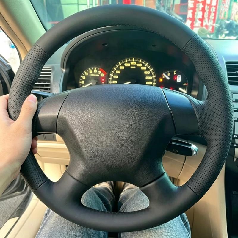Car Accessories Braid Black Perforated Microfiber Leather 2003-2007 Odyssey 2005-2010 Steering Wheel Cover For Honda Accord 7