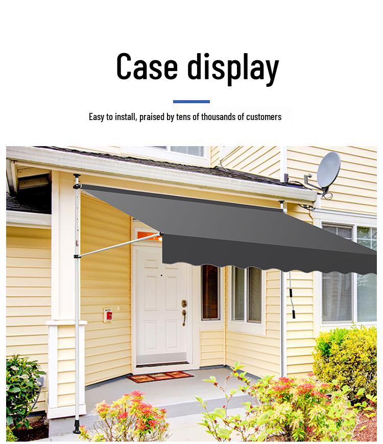 Folding Retractable No-Drill Sunshade: Hand-Crank Balcony & Shop Canopy
