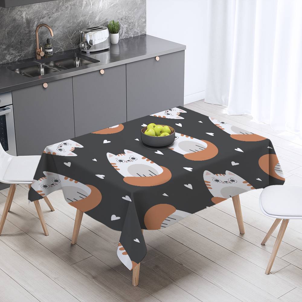 Cute Cartoon (Dinosaur/Cat/Rabbit) Elegant Rectangle Tablecloth - Easy Care For Weddings, Banquets & Formal Events