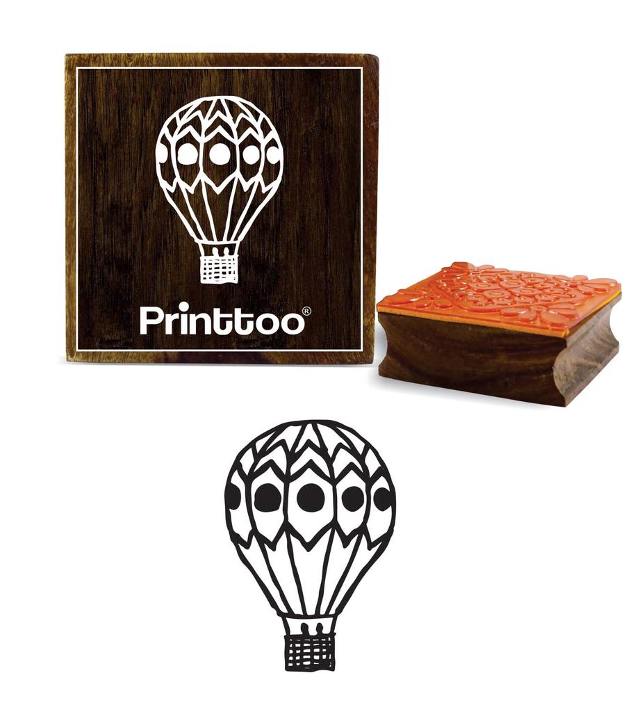 Printtoo Craft Textile Hot Air Balloon Pattern Wooden Rubber Stamp Scrap-booking-2 X 2
