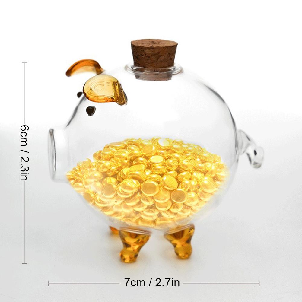 Průhledné skleněné prasátko zvířátko prase pokladnička na peníze krabička na mince spořicí sklenice na peníze krabička na bankovky a drobné pro děti dospělé průhledná spořicí krabička