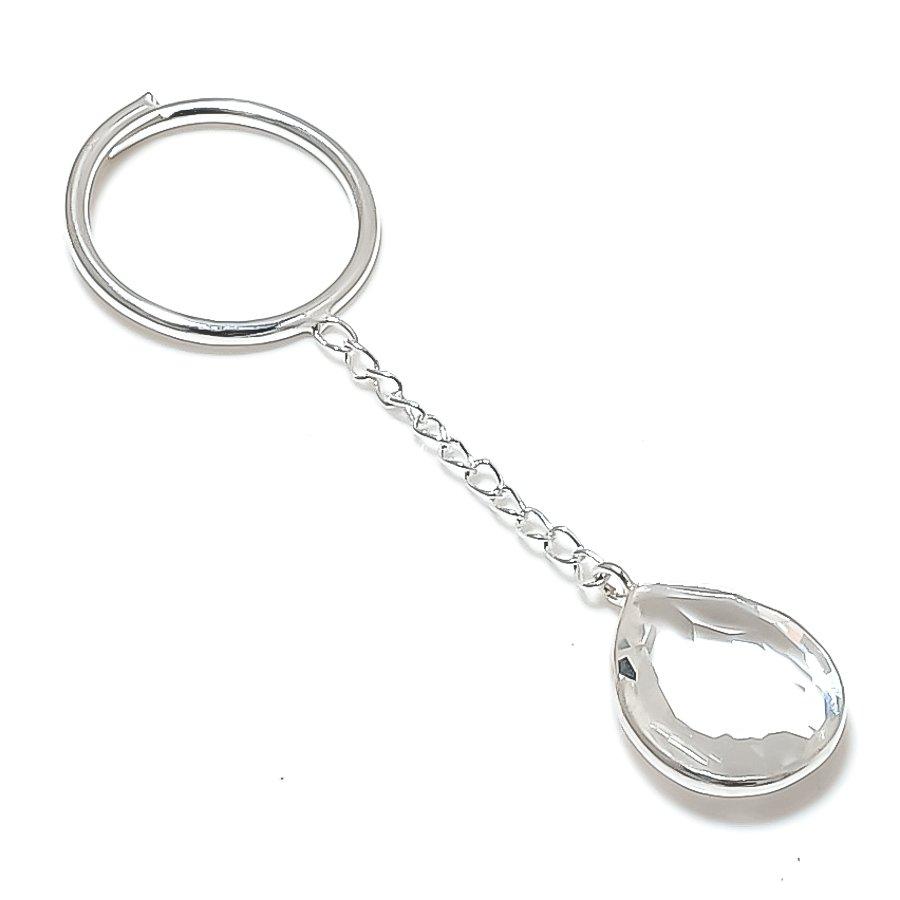 

Natural White Topaz Gemstone 925 Sterling Silver Jewelry Keychain 3.15 ETC-13827