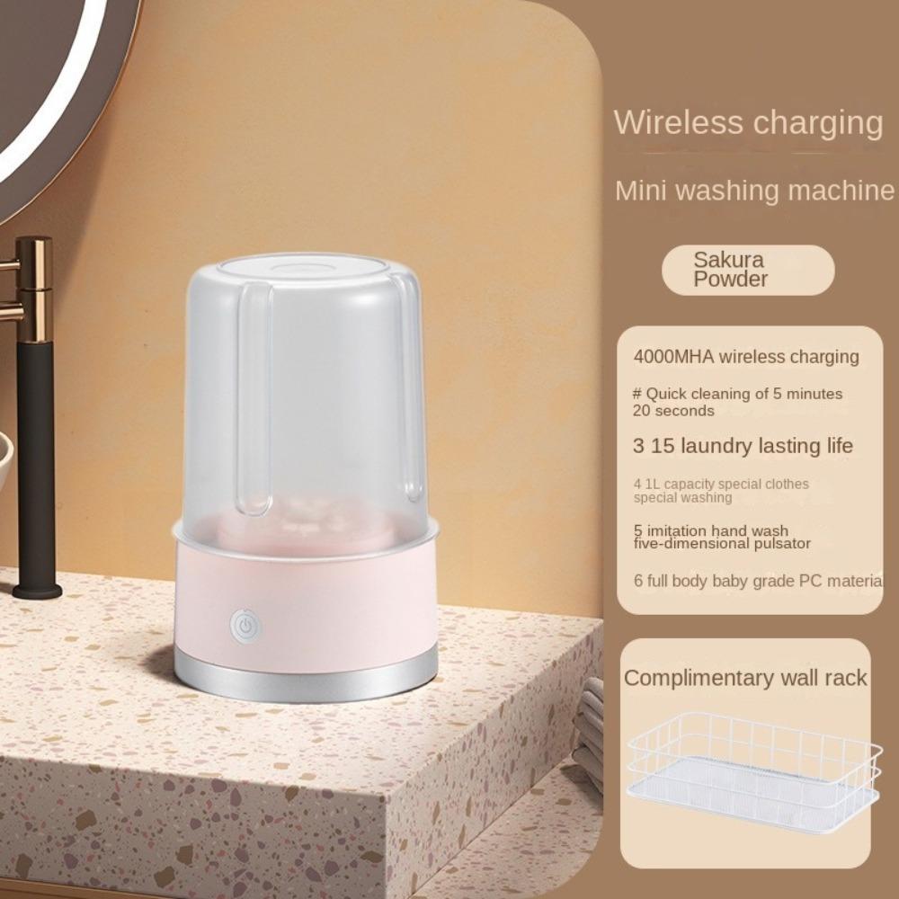 

Електрична пральна машина для нижньої білизни та шкарпеток, акумуляторна міні-пральна машина для подорожей, дому та гуртожитку рожевий