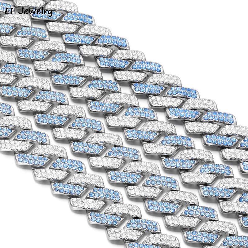 Bracelet Chaîne Maille Cubaine Hip Hop Brillante 14 mm Femmes Hommes Couleur Or Strass Iced Out Bracelets Chaîne Punk Bracelet Homme Bijoux
