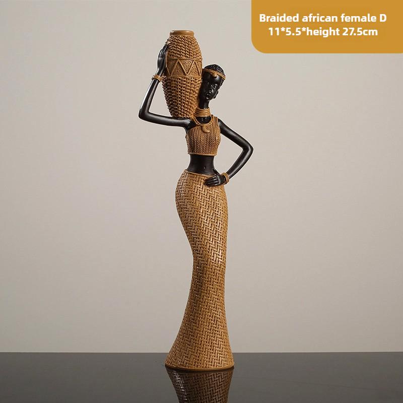 

For African Girl Home Ethnic Style Craft Resin Ornament Creative Gift Living Room Study Office Desk Character Decoration