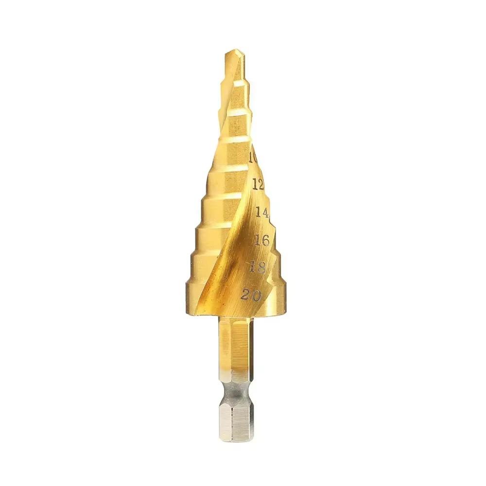 1/4" Hex Shank Step Drill Bit 4-12mm/4-20mm/4-32mm Cone Titanium Coated Metal Hole Cutter HSS High Speed Steel Quick Change