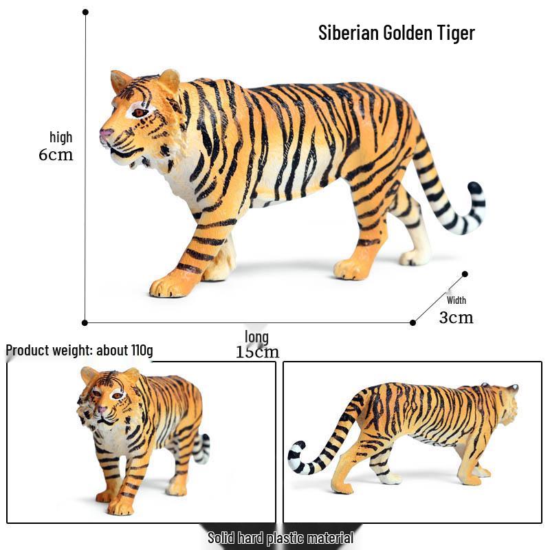 Siberian Tiger Toy Model: Solid Plastic Wild Animal Ornament for Kids