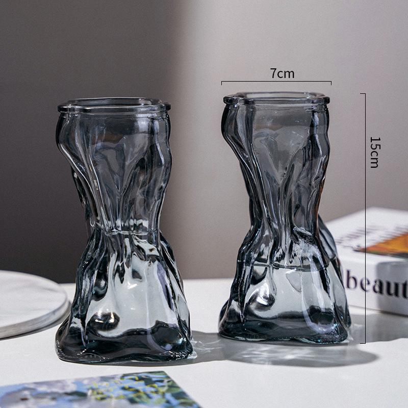 Creative Slanted Neck Glass Vase for Home or Office Decor