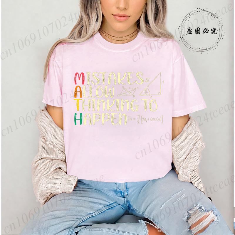 Math Teacher Print Tshirt Short Sleeve Crew Neck Casual Top for Summer Women Streetwear Math Geek Graphic Tees Vintage Shirt S