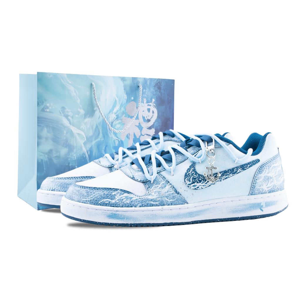 Nike EBERNON Deep Sea Secret Realm Abrasion Resistant Low top Skateboard Shoes Men's White Blue IF0847-141(Team626-)