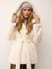 Women's Mid-Length Hooded Eco-Friendly Faux Mink Fur Coat with Belt