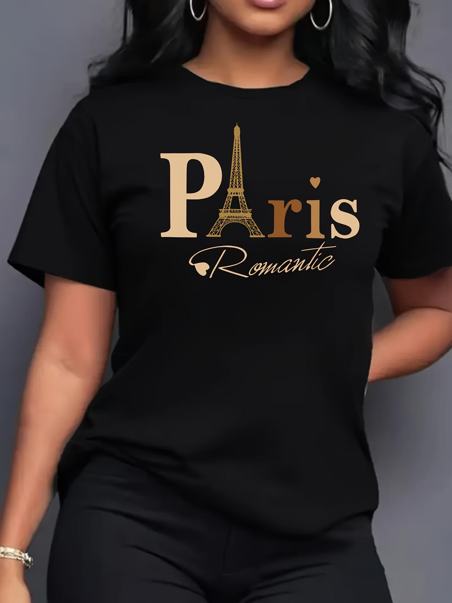 

Eiffel Tower Pattern Print Comfortable Women S Short Sleeve T-Shirt Casual Sports Print Women S T-Shirt Pattern T-Shirt Women S Top 5XL різнокольоровий