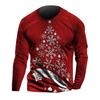 Men's Long Sleeve Christmas Shirt Santa Claus Print Casual Holiday Pullover Crew Neck Lightweight Top