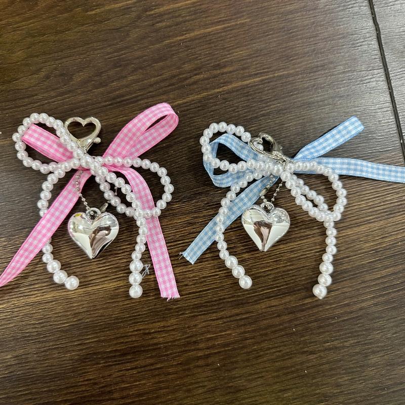 Drăguț inimă perle bowknot breloc pandantiv ornamente minunate decorațiuni breloc breloc pentru poșetă geanta rucsac geantă de mână
