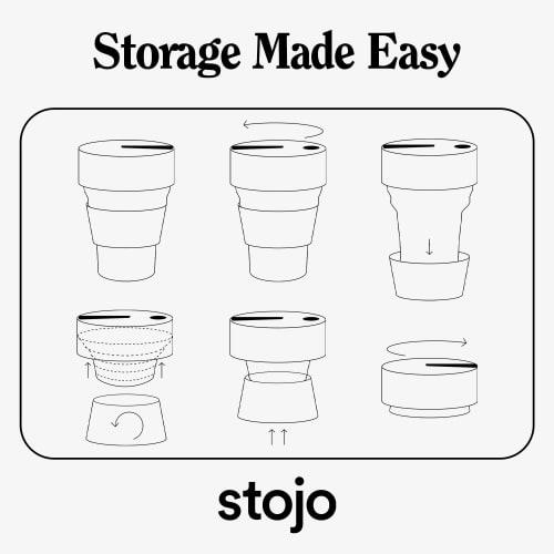 STOJO Collapsible Travel Cup - Reusable Portable Pocket-Sized Silicone Bottle for Hot & Cold Drinks - Perfect for Camping - Microwave & Dishwasher Saf