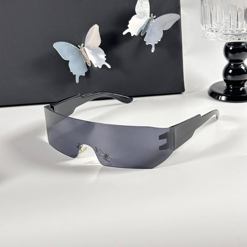 8PCS New Trends Y2K Sunglasses Women Men Fashion Punk Frameless Sun Glasses One-Piece Lenses Sports Goggle UV400