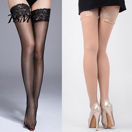 Women\'s Sexy Lace Top Silicon Strap Anti-skid Thigh Nightclub High Stockings