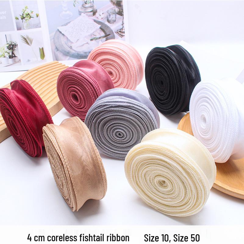 Coreless Iridescent Fishtail Satin Ribbon for Bouquet Packaging