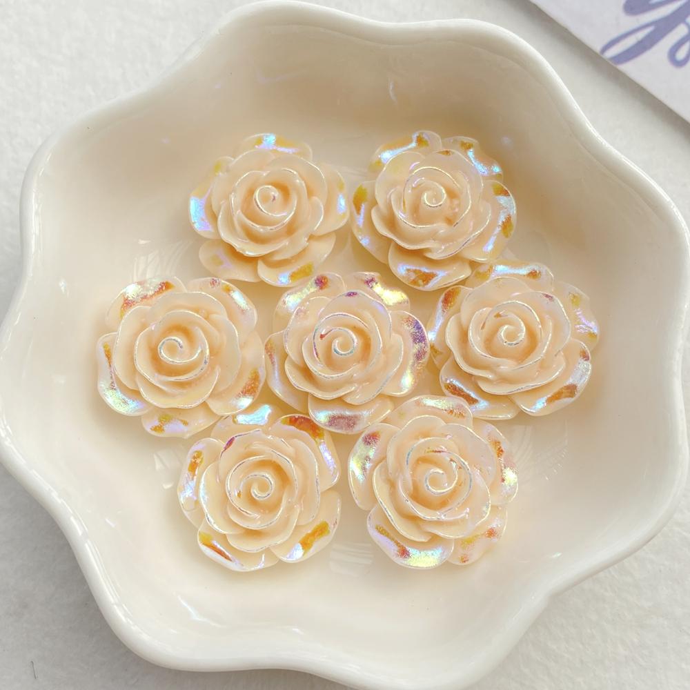 10Pcs Cute Cartoon Colorful Roses Flat back Resin Scrapbooking Crafts Fit Phone Case Decoration DIY Hair Bows Accessories